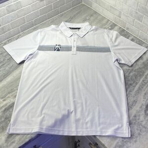 Travis Mathew White Polo Shirt with Gray Stripe